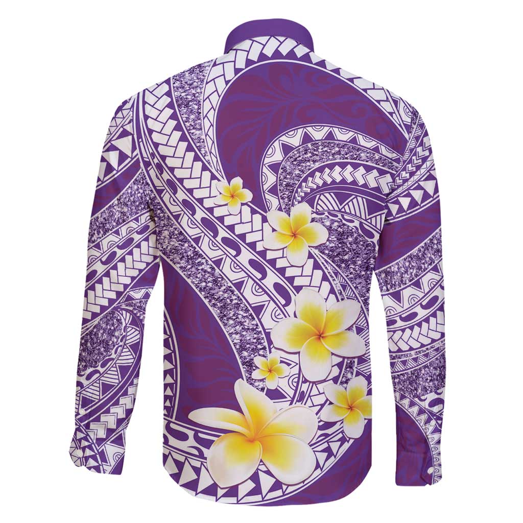 Plumeria Polynesian Purple Glitter Pattern Family Matching Summer Maxi Dress and Hawaiian Shirt LT01 - Polynesian Pride