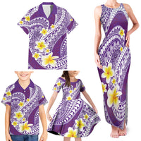 Plumeria Polynesian Purple Glitter Pattern Family Matching Tank Maxi Dress and Hawaiian Shirt LT01 - Polynesian Pride