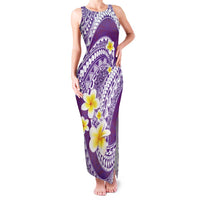 Plumeria Polynesian Purple Glitter Pattern Family Matching Tank Maxi Dress and Hawaiian Shirt LT01 Mom's Dress Purple - Polynesian Pride