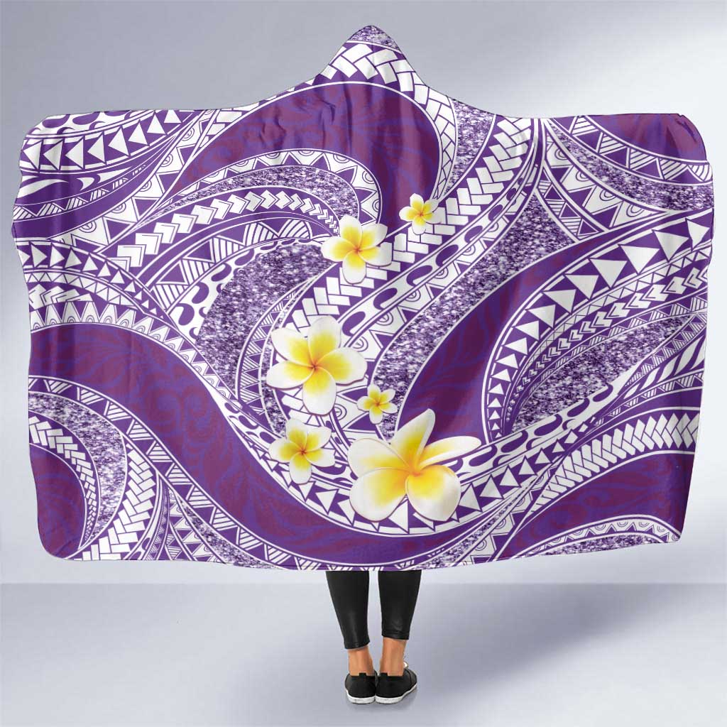 Plumeria Polynesian Purple Glitter Pattern Hooded Blanket LT01 One Size Purple - Polynesian Pride