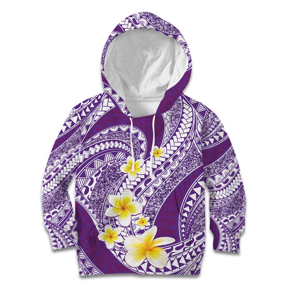 Plumeria Polynesian Purple Glitter Pattern Kid Hoodie LT01 Hoodie Purple - Polynesian Pride
