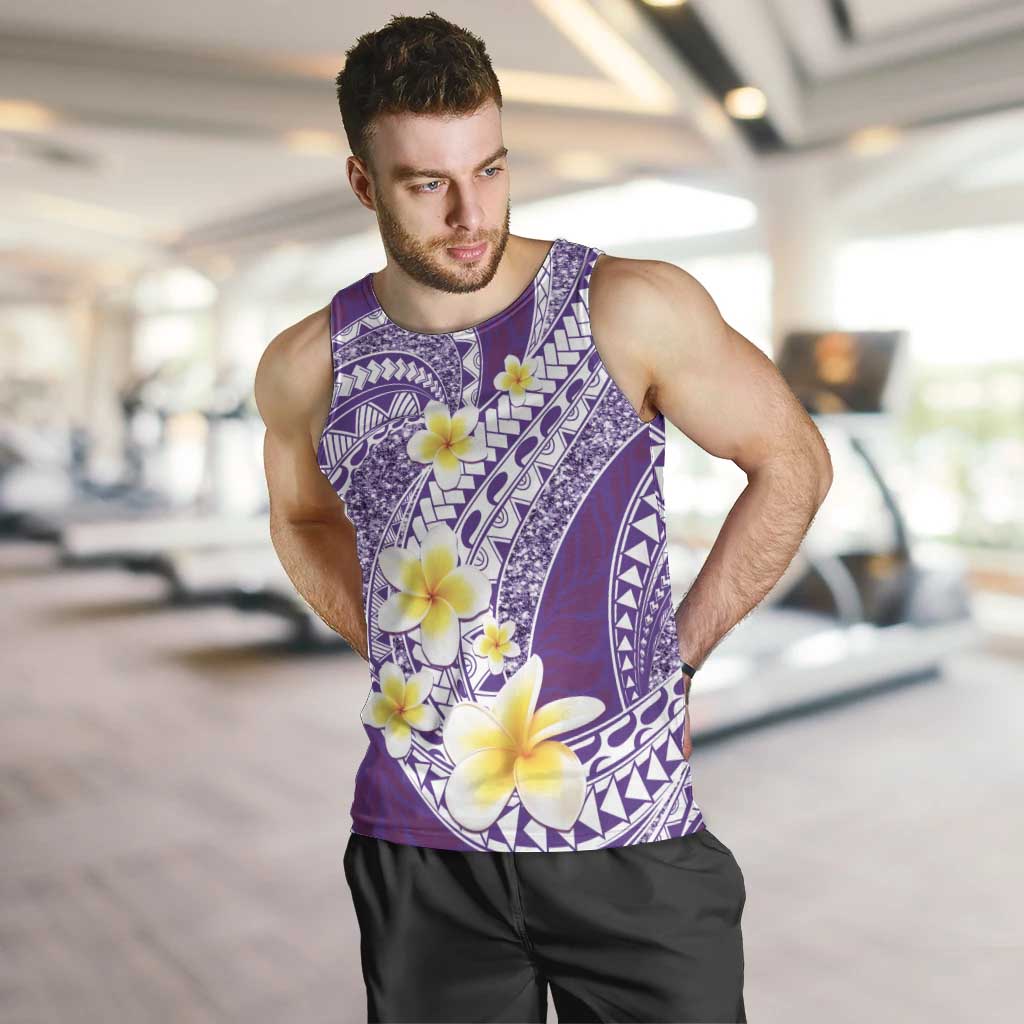 Plumeria Polynesian Purple Glitter Pattern Men Tank Top LT01 Purple - Polynesian Pride