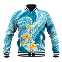 Plumeria Polynesian Sky Blue Glitter Pattern Baseball Jacket