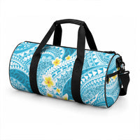Plumeria Polynesian Sky Blue Glitter Pattern Duffle Bag LT01 - Polynesian Pride