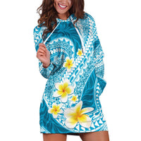 Plumeria Polynesian Sky Blue Glitter Pattern Hoodie Dress LT01 Sky Blue - Polynesian Pride