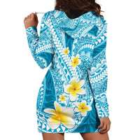 Plumeria Polynesian Sky Blue Glitter Pattern Hoodie Dress LT01 - Polynesian Pride