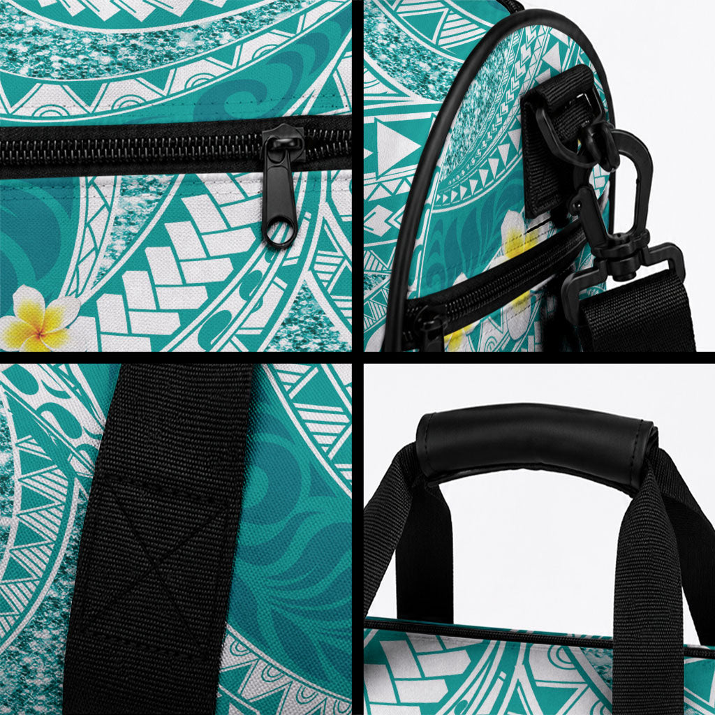 Plumeria Polynesian Teal Glitter Pattern Duffle Bag LT01 - Polynesian Pride