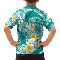 Plumeria Polynesian Teal Glitter Pattern Family Matching Tank Maxi Dress and Hawaiian Shirt LT01 - Polynesian Pride