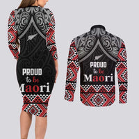 Aotearoa Toitu Te Tiriti Waitangi Couples Matching Long Sleeve Bodycon Dress and Long Sleeve Button Shirt Proud To Be Maori LT01 - Polynesian Pride