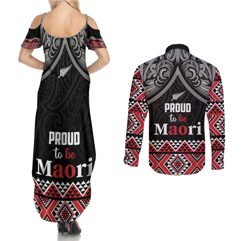 Aotearoa Toitu Te Tiriti Waitangi Couples Matching Summer Maxi Dress and Long Sleeve Button Shirt Proud To Be Maori LT01 - Polynesian Pride