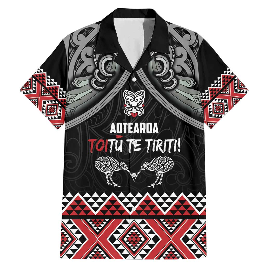 Aotearoa Toitu Te Tiriti Waitangi Family Matching Mermaid Dress and Hawaiian Shirt Proud To Be Maori LT01 Dad's Shirt - Short Sleeve Black - Polynesian Pride