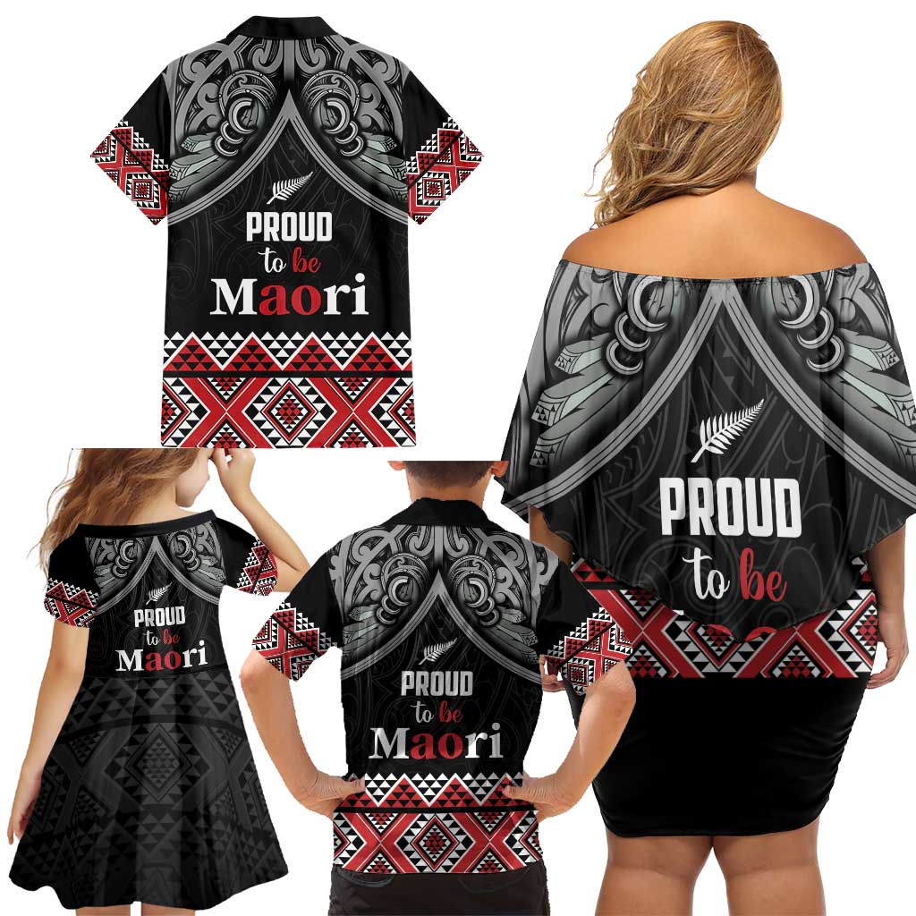 Aotearoa Toitu Te Tiriti Waitangi Family Matching Off Shoulder Short Dress and Hawaiian Shirt Proud To Be Maori LT01 - Polynesian Pride