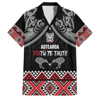 Aotearoa Toitu Te Tiriti Waitangi Family Matching Off Shoulder Short Dress and Hawaiian Shirt Proud To Be Maori LT01 Dad's Shirt - Short Sleeve Black - Polynesian Pride