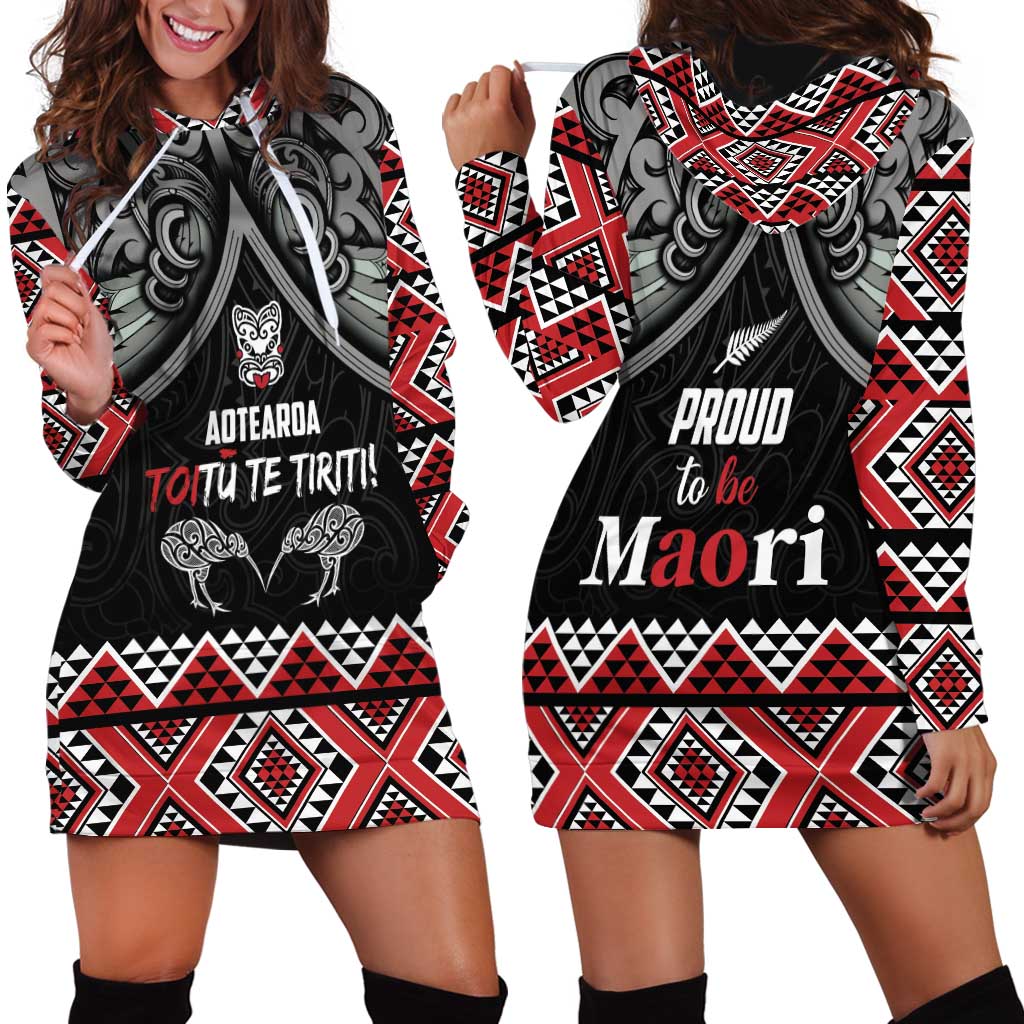 Aotearoa Toitu Te Tiriti Waitangi Hoodie Dress Proud To Be Maori LT01 - Polynesian Pride