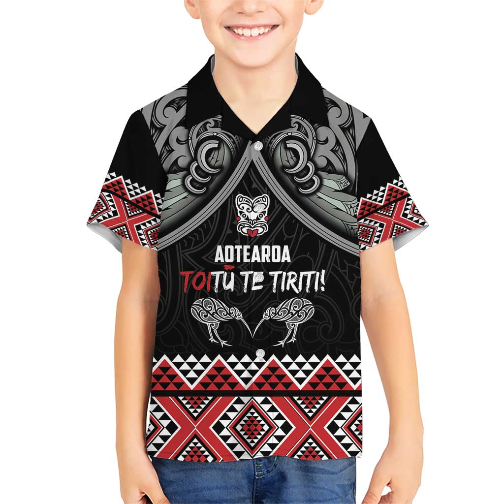 Aotearoa Toitu Te Tiriti Waitangi Kid Hawaiian Shirt Proud To Be Maori LT01 Kid Black - Polynesian Pride