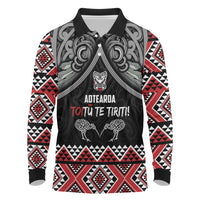 Aotearoa Toitu Te Tiriti Waitangi Long Sleeve Polo Shirt Proud To Be Maori LT01 Black - Polynesian Pride