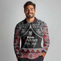 Aotearoa Toitu Te Tiriti Waitangi Long Sleeve Polo Shirt Proud To Be Maori LT01 - Polynesian Pride