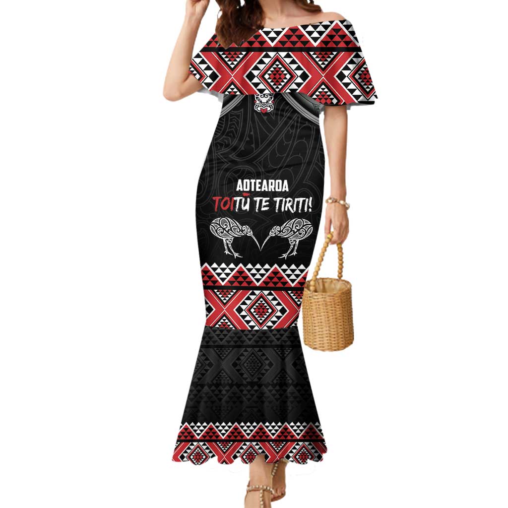 Aotearoa Toitu Te Tiriti Waitangi Mermaid Dress Proud To Be Maori LT01 Women Black - Polynesian Pride