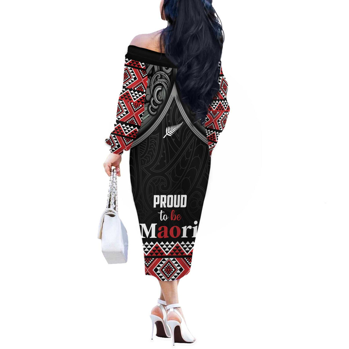 Aotearoa Toitu Te Tiriti Waitangi Off The Shoulder Long Sleeve Dress Proud To Be Maori LT01 - Polynesian Pride