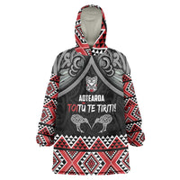 Aotearoa Toitu Te Tiriti Waitangi Wearable Blanket Hoodie Proud To Be Maori LT01 One Size Black - Polynesian Pride