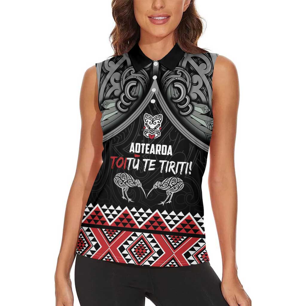 Aotearoa Toitu Te Tiriti Waitangi Women Sleeveless Polo Shirt Proud To Be Maori LT01 - Polynesian Pride