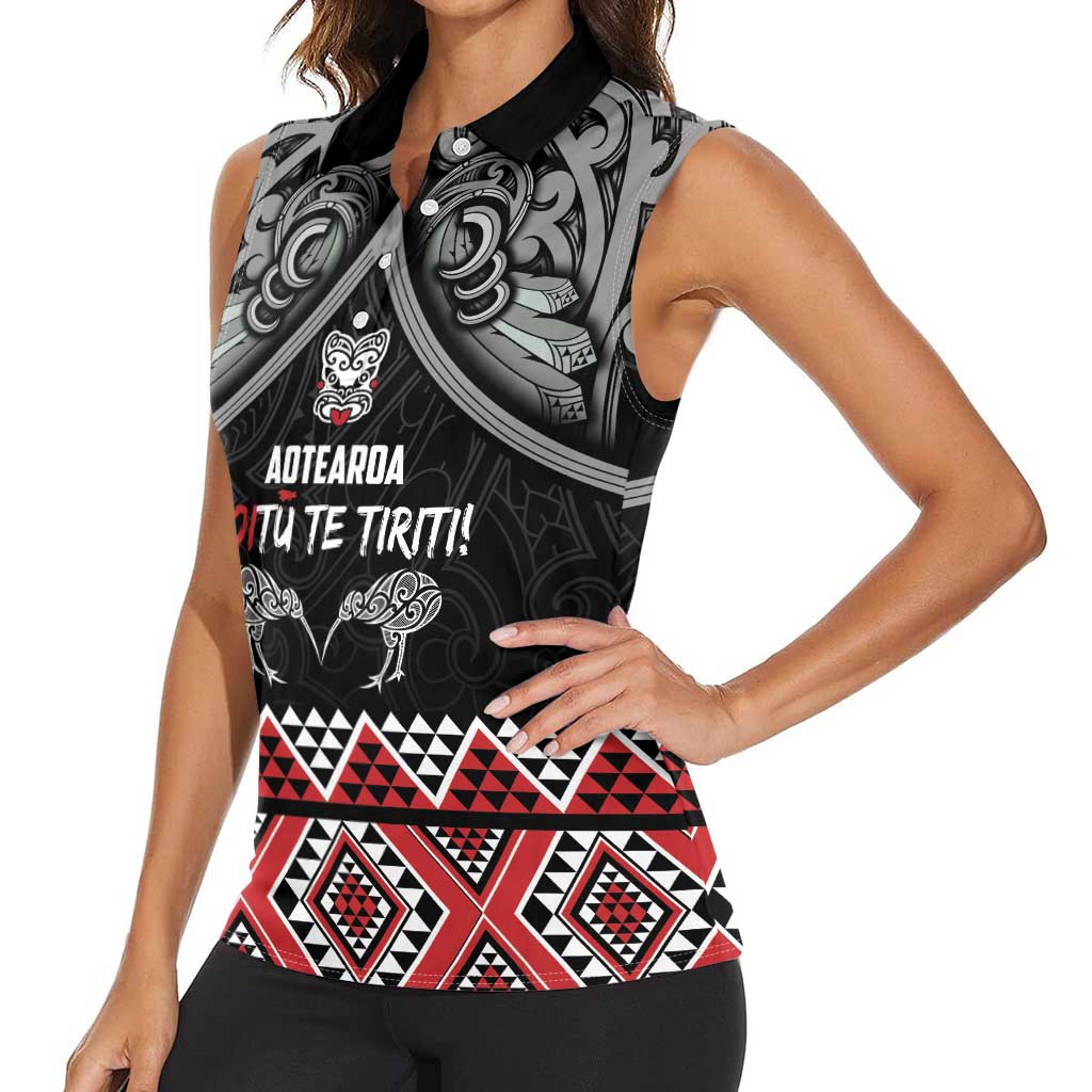 Aotearoa Toitu Te Tiriti Waitangi Women Sleeveless Polo Shirt Proud To Be Maori LT01 - Polynesian Pride