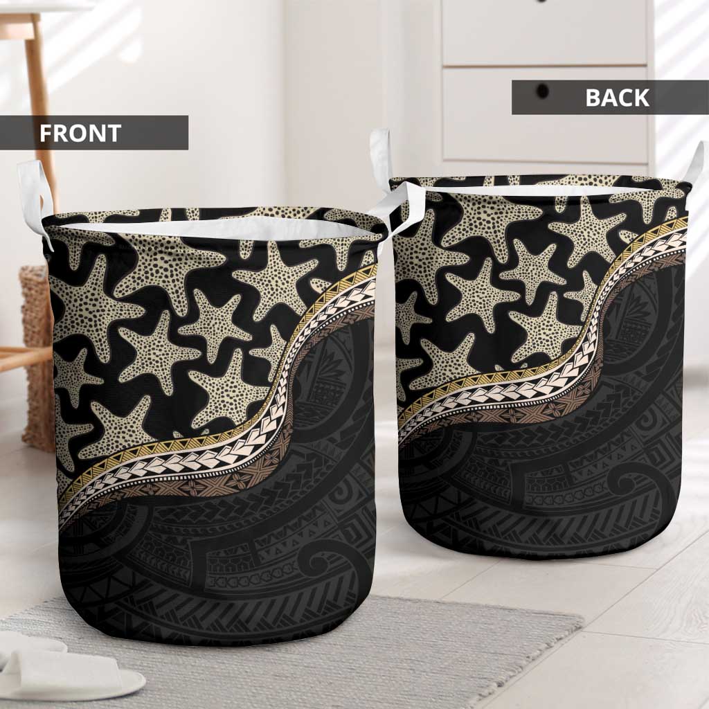 Beige Polynesian Starfish Unique Pattern Laundry Basket