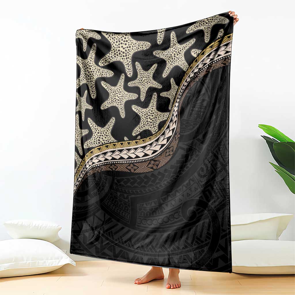 Beige Polynesian Starfish Unique Pattern Blanket