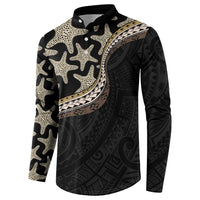 Beige Polynesian Starfish Unique Pattern Button Sweatshirt