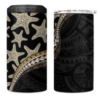 Beige Polynesian Starfish Unique Pattern 4 in 1 Can Cooler Tumbler