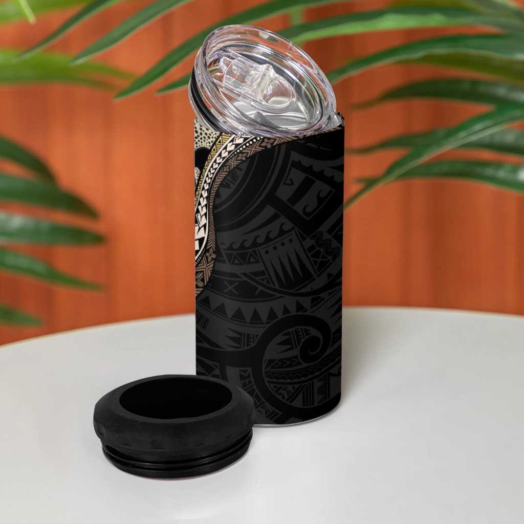 Beige Polynesian Starfish Unique Pattern 4 in 1 Can Cooler Tumbler