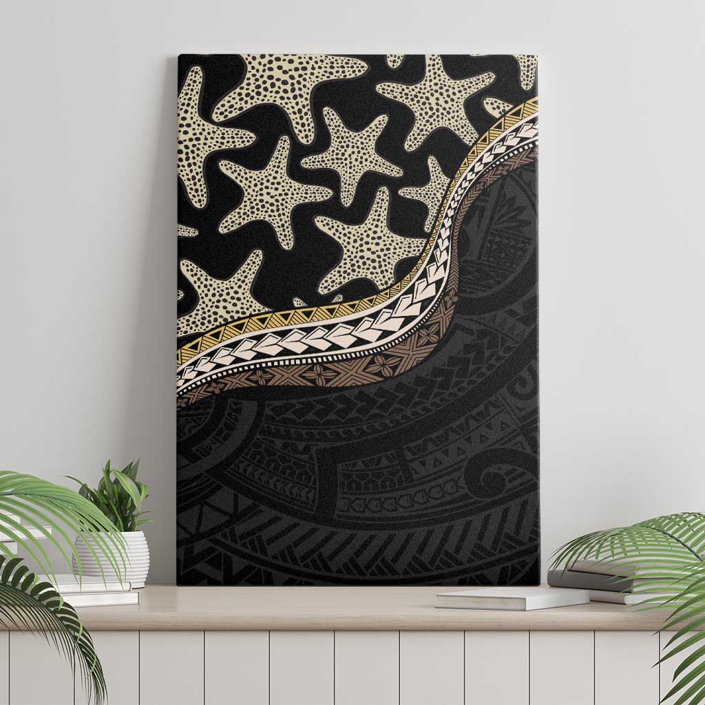 Beige Polynesian Starfish Unique Pattern Canvas Wall Art
