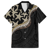 Beige Polynesian Starfish Unique Pattern Family Matching Short Sleeve Bodycon Dress and Hawaiian Shirt