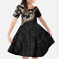 Beige Polynesian Starfish Unique Pattern Family Matching Tank Maxi Dress and Hawaiian Shirt