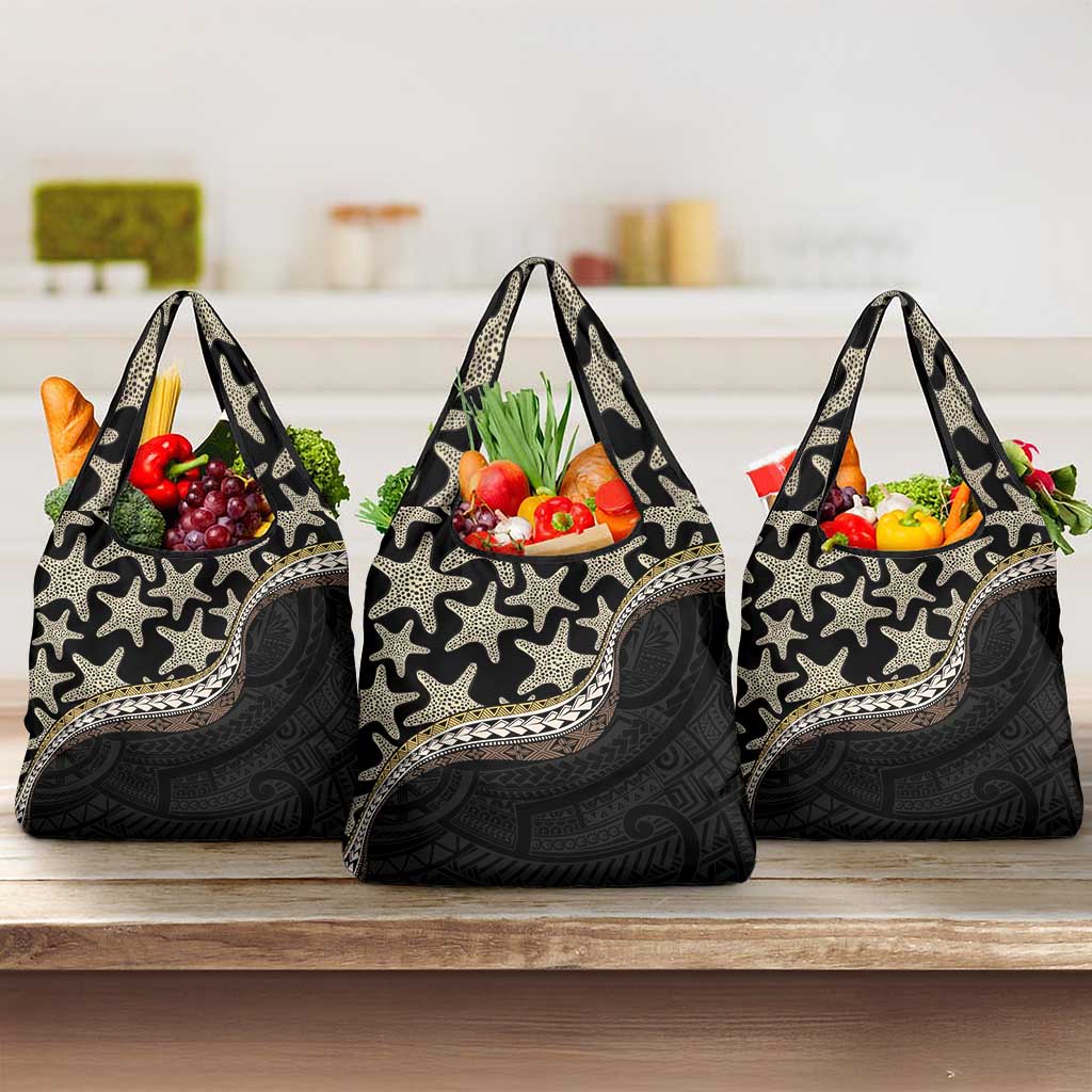Beige Polynesian Starfish Unique Pattern Grocery Bag