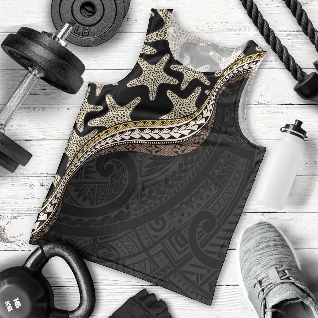 Beige Polynesian Starfish Unique Pattern Men Tank Top