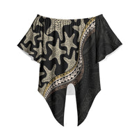 Beige Polynesian Starfish Unique Pattern Off Shoulder Wrap Waist Top LT01 Beige - Polynesian Pride