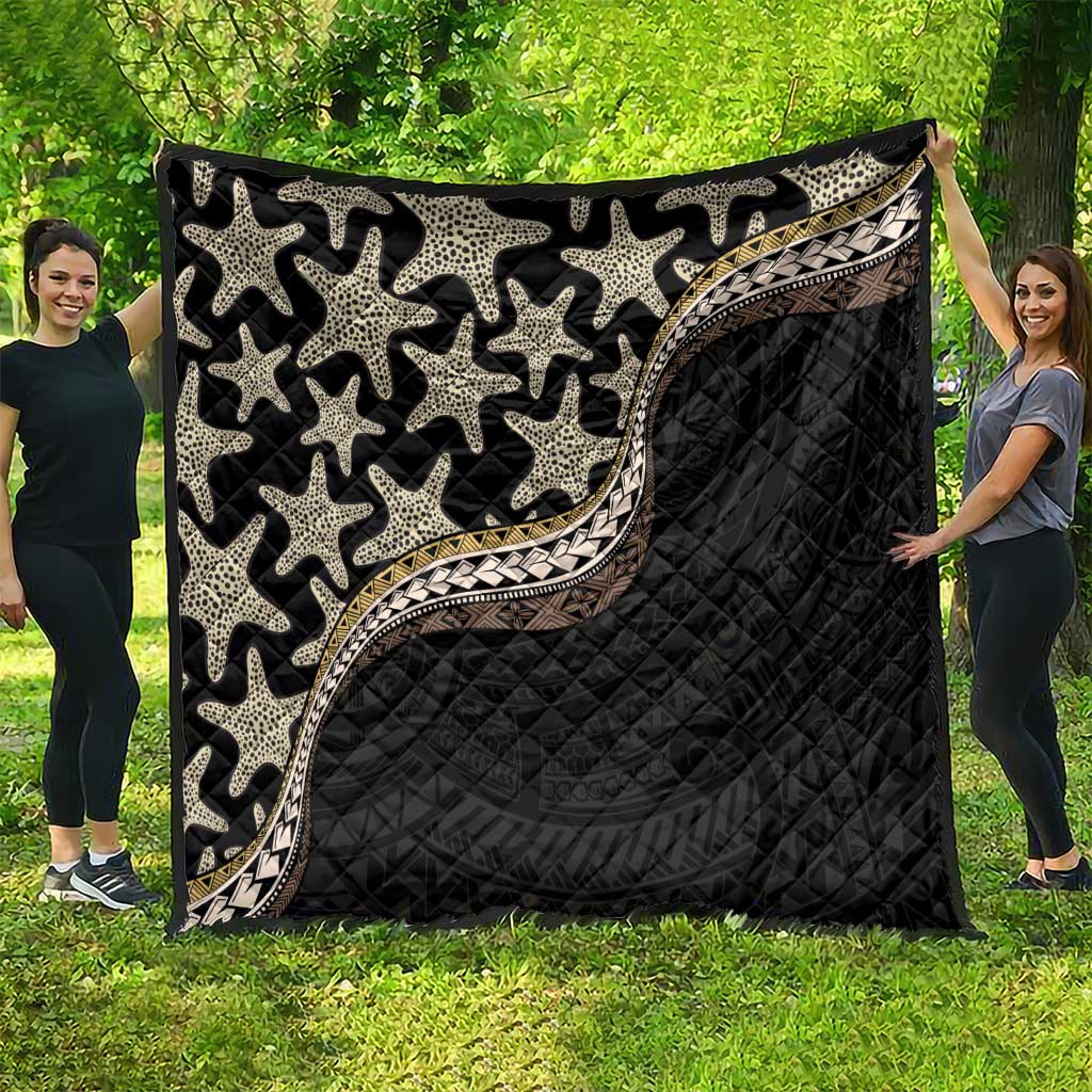 Beige Polynesian Starfish Unique Pattern Quilt
