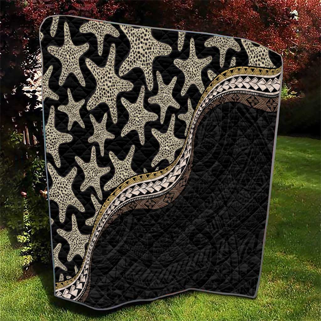 Beige Polynesian Starfish Unique Pattern Quilt