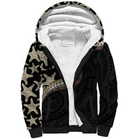 Beige Polynesian Starfish Unique Pattern Sherpa Hoodie