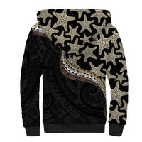 Beige Polynesian Starfish Unique Pattern Sherpa Hoodie