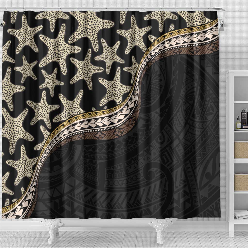 Beige Polynesian Starfish Unique Pattern Shower Curtain