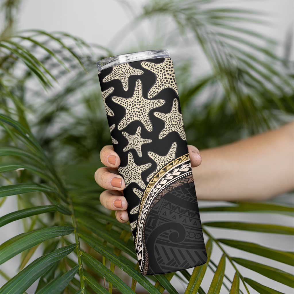 Beige Polynesian Starfish Unique Pattern Skinny Tumbler