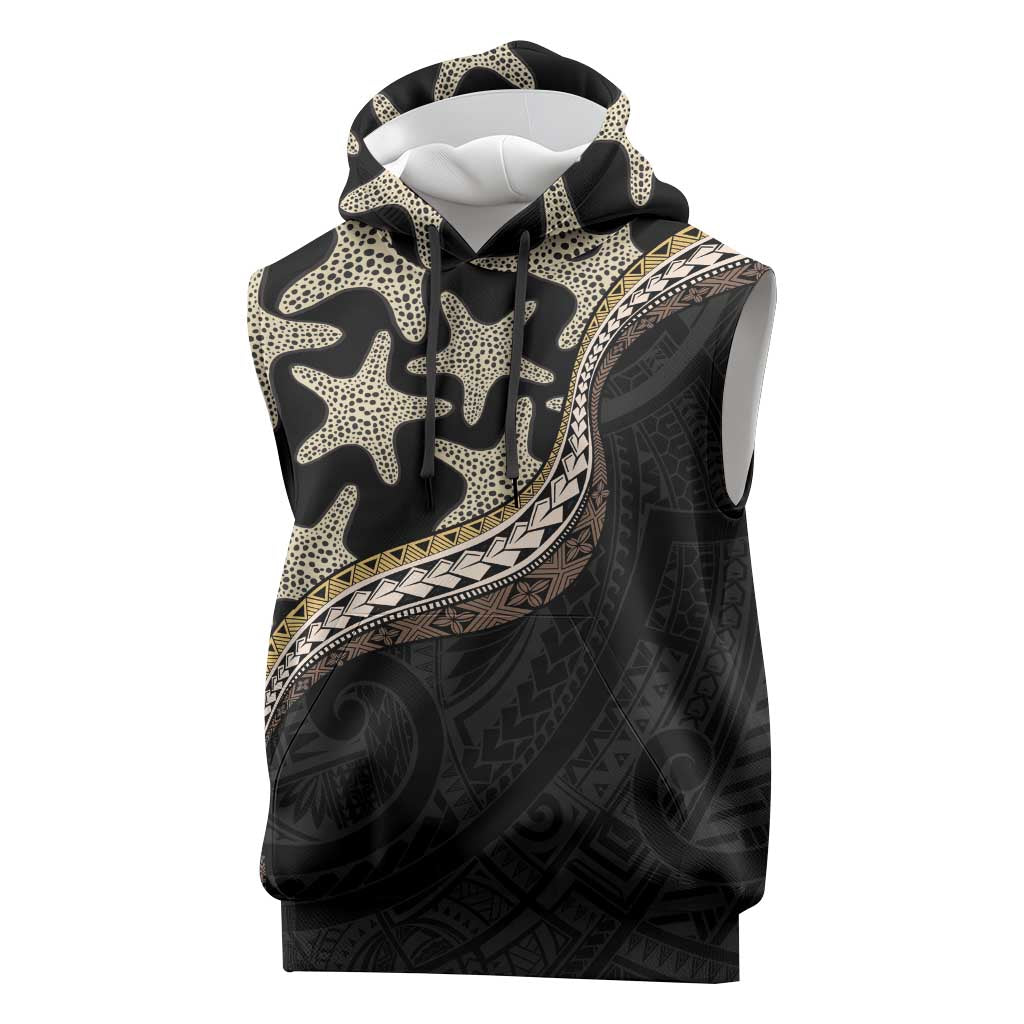 Beige Polynesian Starfish Unique Pattern Sleeveless Hoodie LT01 Beige - Polynesian Pride