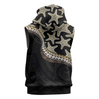Beige Polynesian Starfish Unique Pattern Sleeveless Hoodie