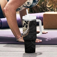 Beige Polynesian Starfish Unique Pattern Tumbler With Handle