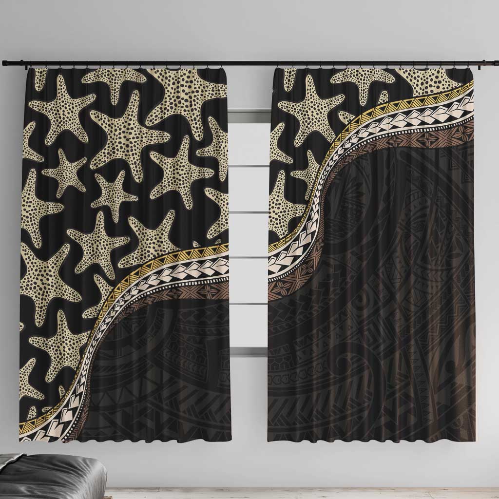 Beige Polynesian Starfish Unique Pattern Window Curtain