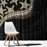 Beige Polynesian Starfish Unique Pattern Window Curtain