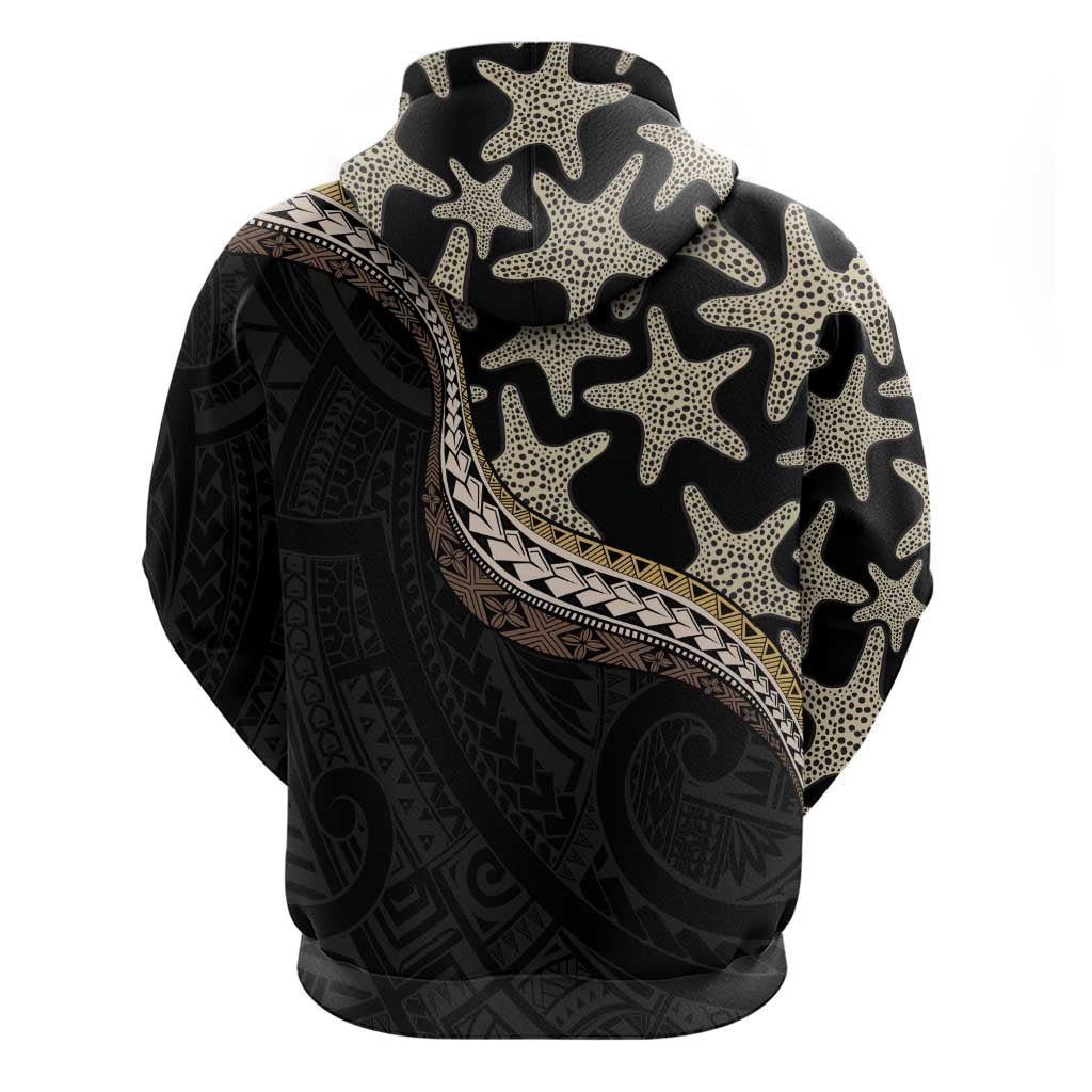 Beige Polynesian Starfish Unique Pattern Zip Hoodie