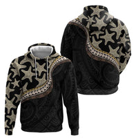 Beige Polynesian Starfish Unique Pattern Zip Hoodie